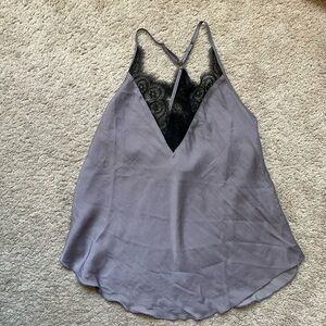Free People Gray Camisole with Black Lace